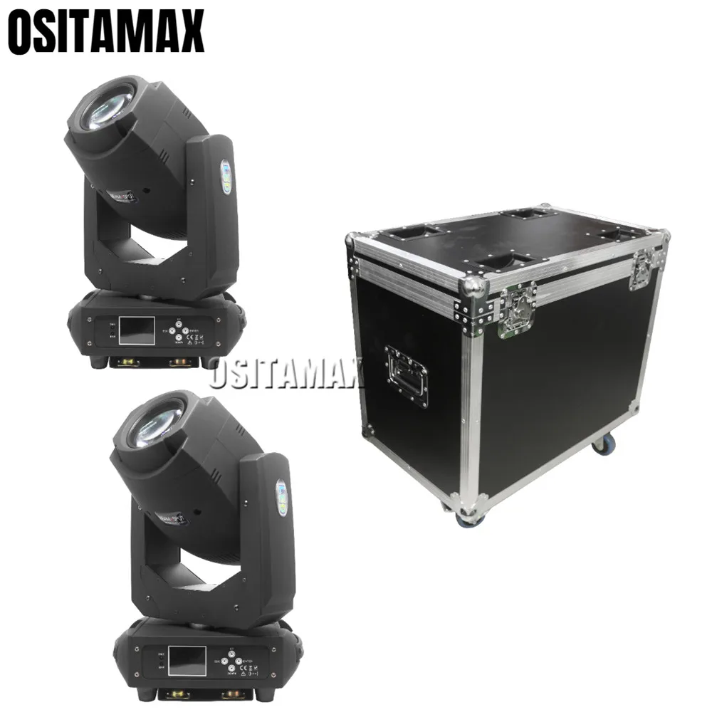 

2pcs with flightcase Lyre LED 200W Spot Moving Head Light Beam Effect Rotation Stage Lighting Focus Disco Party Gobo Light