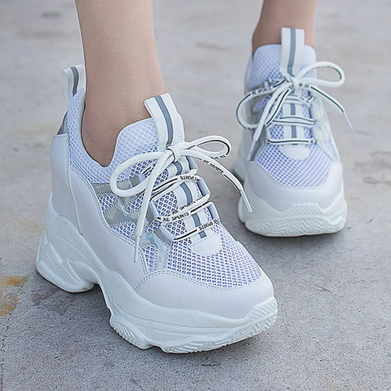 

Size 34-39 2019 New Summer Fashion Shoes Woman Height Increasing Heels Women Casual Sneakers Female Mature Lace Up Tenis Flats
