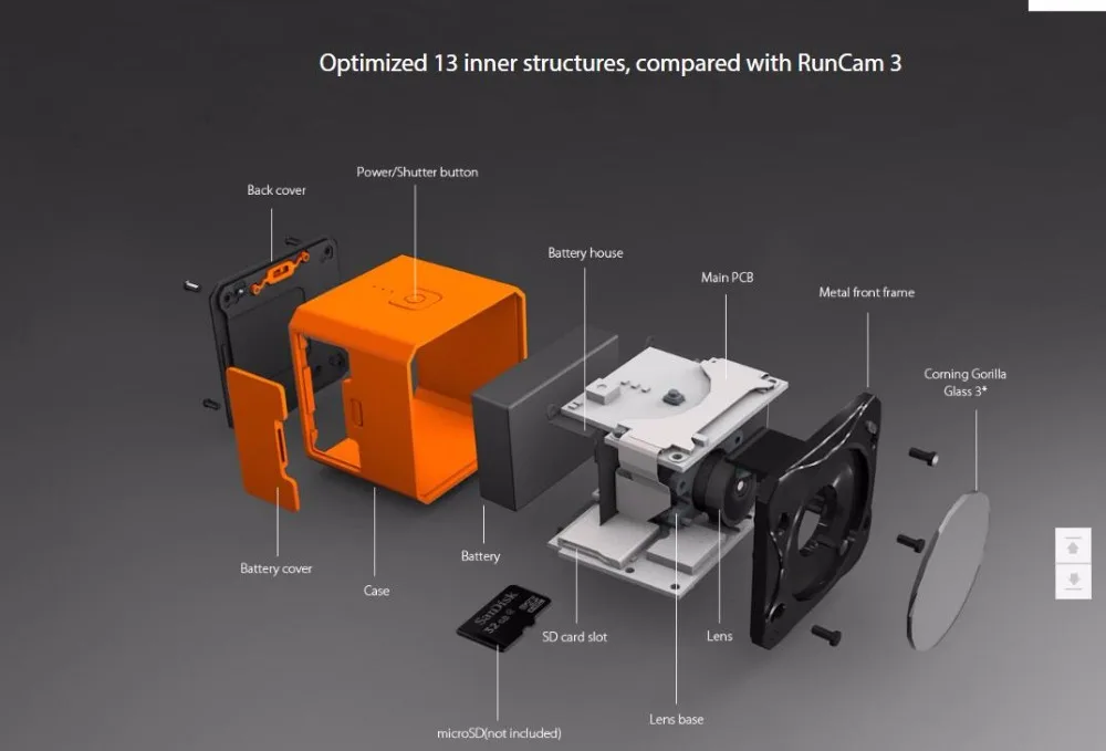 Runcam 3 S Runcam3S NTSC/PAL переключаемый дизайн для FPV wifi подключения и сменная батарея Runcam3 для гоночного FPV дрона