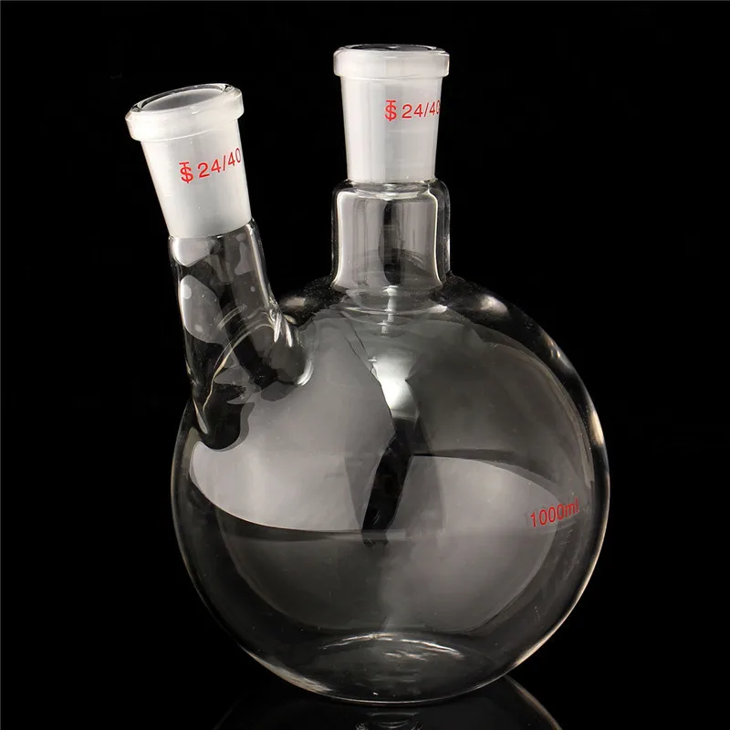 1000 мл 2 шеи 24/40 плоское дно стеклянная колба лабораторная бутылка для кипятка лабораторные принадлежности стеклянная посуда набор прозрачный химический