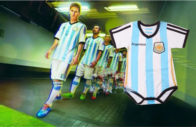 2014 Argentina Jerseys Baby Cotton Soccer Jersey Rompers Newborn