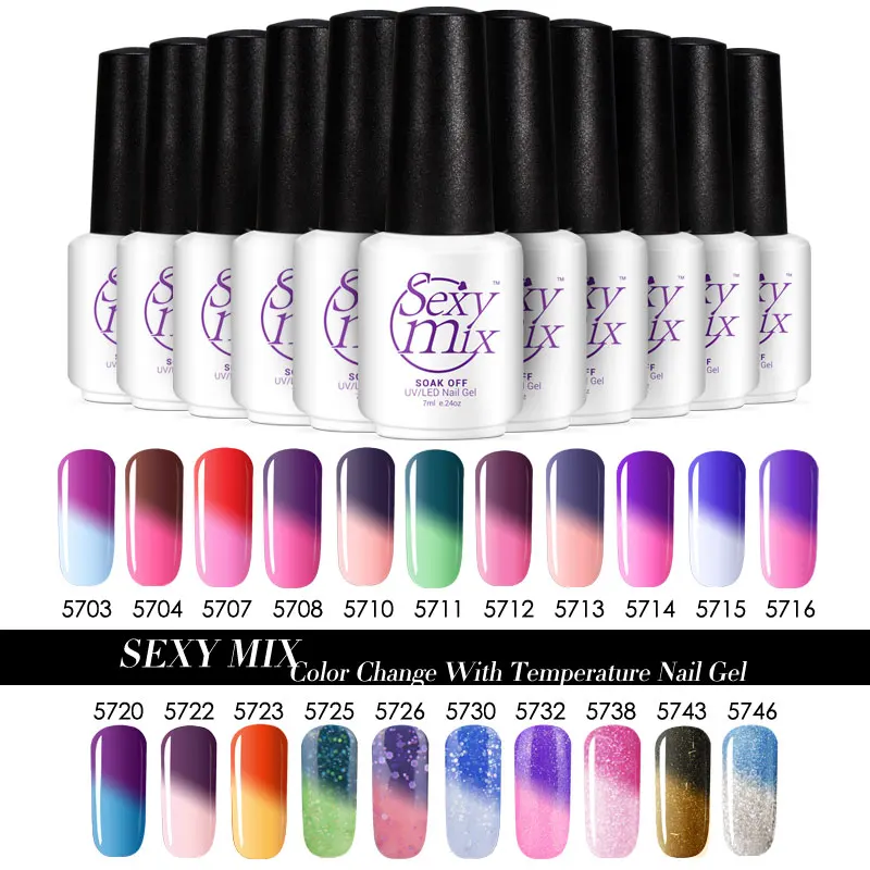 Sexy mix nail polish color change temperature gel nail design DIY full set 25 colors available Soak off UV gel polish gel nails