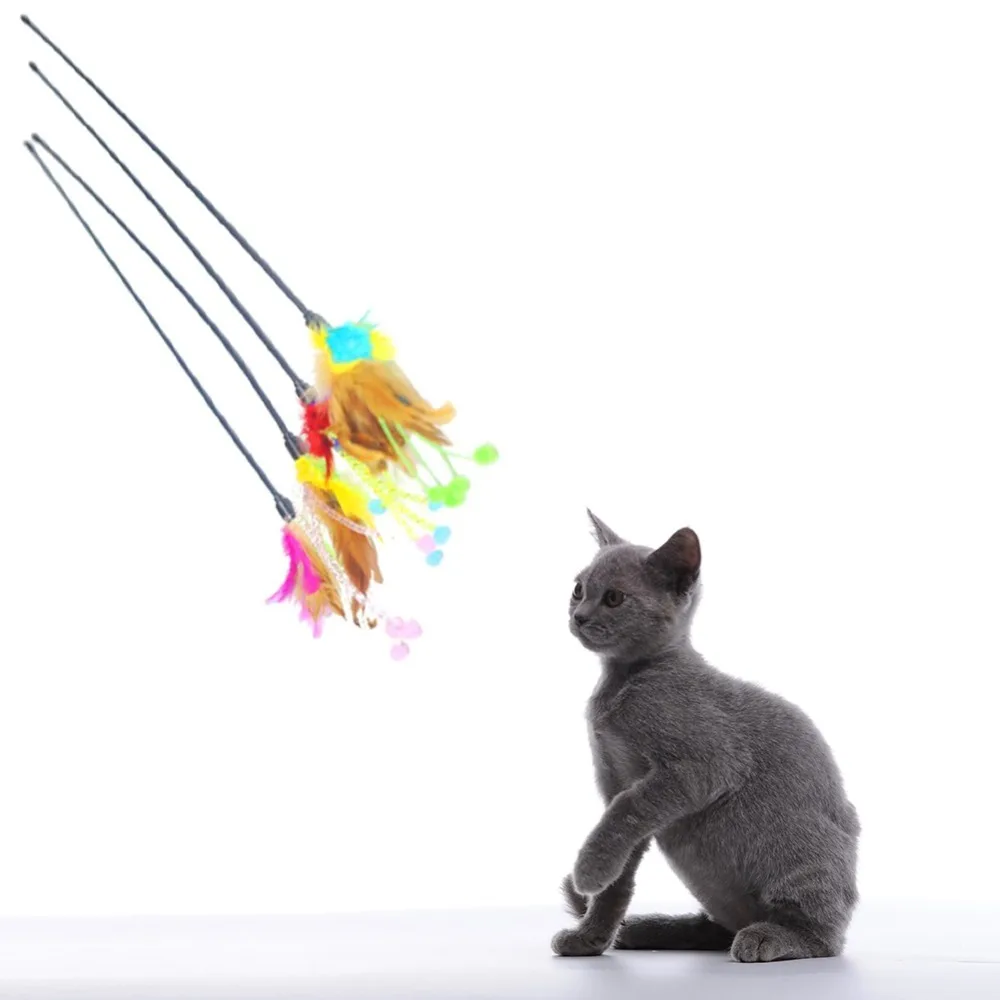 Cats Trainning Toys Stamen Feather Tease Cat Rod For Cat Catcher Teaser