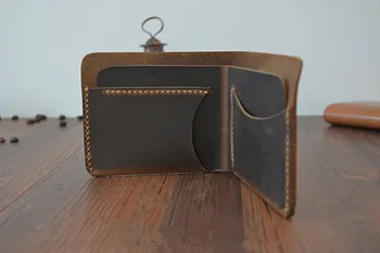 

ALAVCHNV original short section of men's handmade head layer crazy horse leather wallet minimalist retro C26