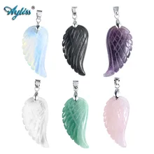 Ayliss натуральный камень ожерелья в форме ангельских крыльев и подвески фиолетовый розовый рок кристалл лазурит Опал Зеленый авантюрин ювелирные изделия