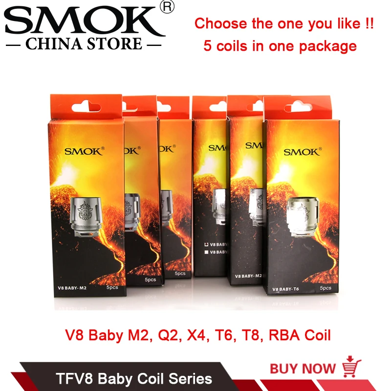 Оригинал SMOK V8 Детские катушки T12 T8 T6 X4 Q2 0 4 Ом 6 M2 Головка Катушки TFV8 маленьких РБА