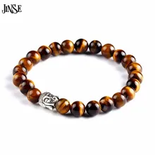 JINSE браслет из нитей для мужчин Будда из натурального камня браслеты из бисера очаровательные буддийские вулканические рок тигровый глаз винтажные женские ювелирные изделия