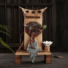 Китайский винтажный чай церемония обратного потока благовония горелка Изысканная керамическая статуя Гуаньинь Будды ручной работы деревянные стулья украшения