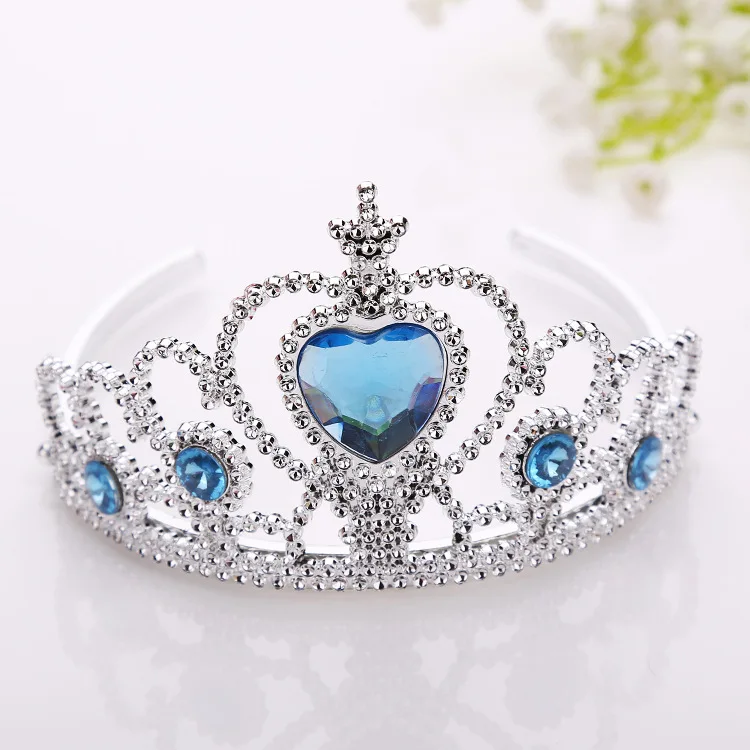 7pcs/lot 2018Fashion Accessories Girl Tiara Crown Multicolor Rhinestone Princess Crown Plastic Silver Color Headwear