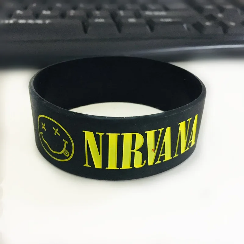 2 дюйма Ширина Nirvana силиконовые браслеты музыкальная группа, рок браслеты браслет для женщин мужчин