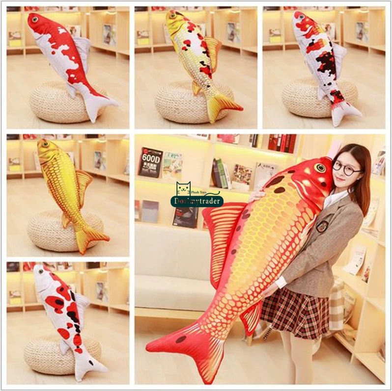 Dorimytrader 135cm Large Simulated Animal Koi Fish Plush Toy Stuffed Soft Fishes Animals Pillow  Doll 53inches Gift Home Decoration DY61692 (24)