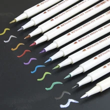 10 Colors Metallic Marker Pen Diy Scrapbooking Crafts Fine Head Soft Brush Pen Art Marker Pen for Stationery School Supplies 10 Colors Metallic Marker Pen Diy Scrapbooking Crafts Fine Head Soft Brush Pen Art Marker Pen for Stationery School Supplies