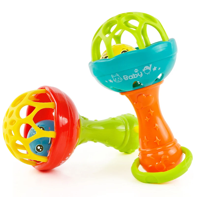 

0-12Months Rattles Teethers Develop Baby Intelligence Grasping Gums Plastic Hand Bell Educational Mobiles Toys Gifts for Newborn