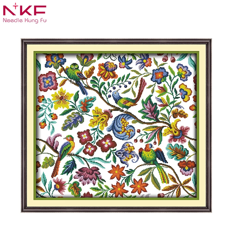 NKF تويتر و العطر من الزهور عبر عدة خياطة 11CT 14CT النسيج DIY اليدوية التطريز مجموعات غرفة ديكور تعزيز