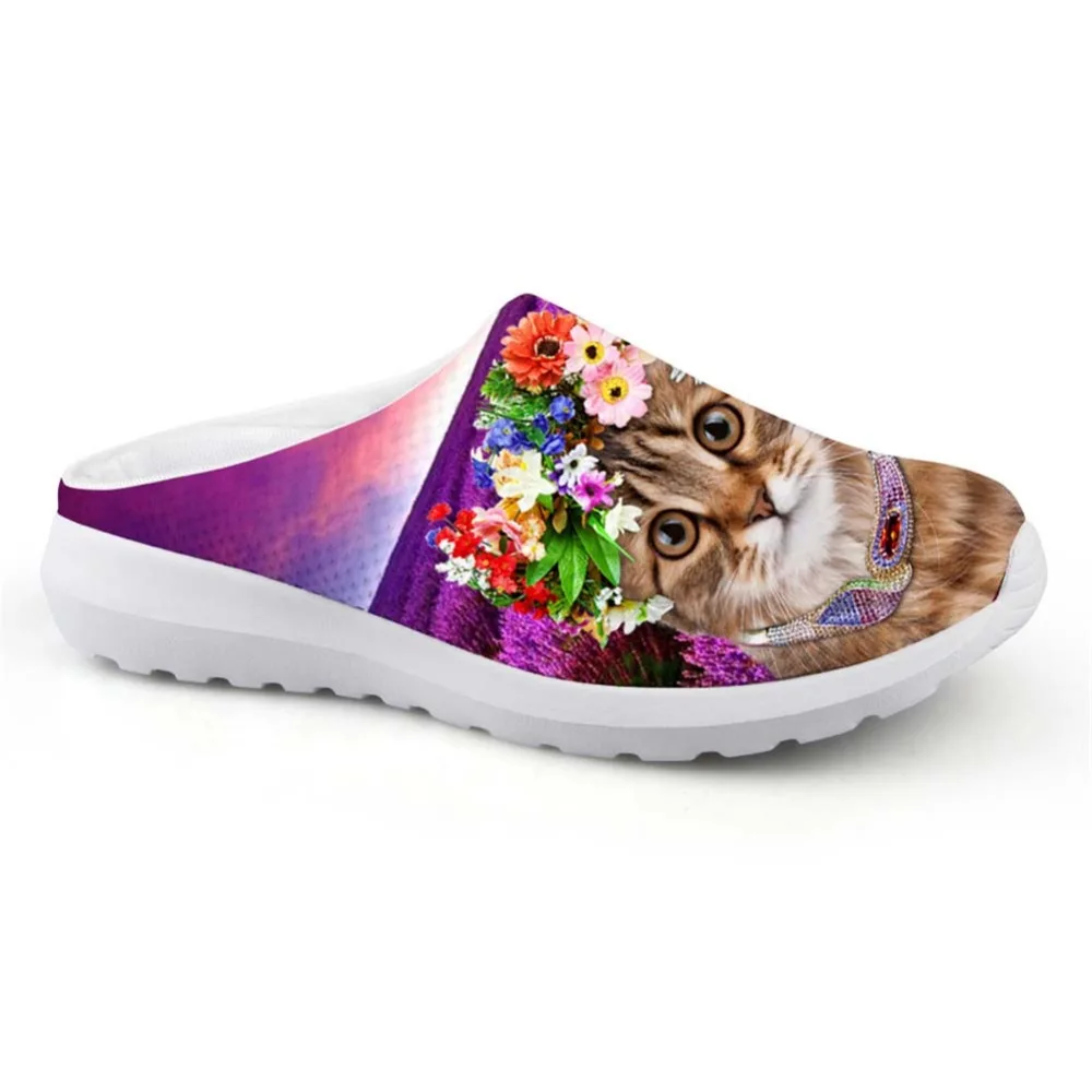 

Noisydesigns Girls Mesh House Slippers Cute Cat Print Women Beach Water Sandals Slip-on Water Shoes Light Loafers Summer Casual