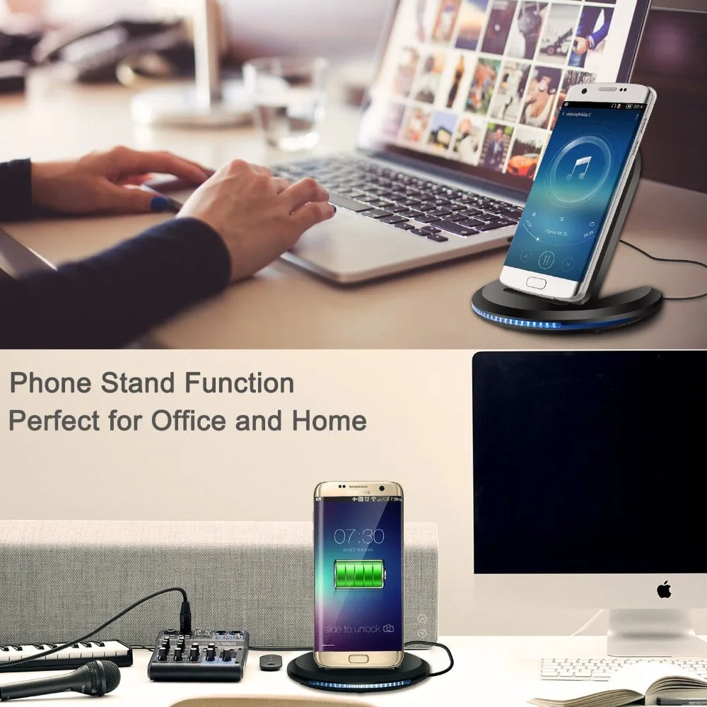 Универсальное беспроводное зарядное устройство Qi 10 Вт для iPhone X 8 Plus Samsung Galaxy S9 S8 Note