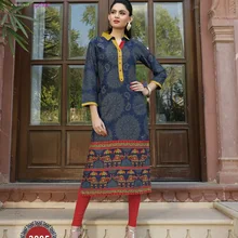 Индийская традиционная Курти рукав 3 четверти Хлопок Курта Болливуд дизайнерская Стильная туника топ с принтом женское платье Повседневная одежда для вечеринок