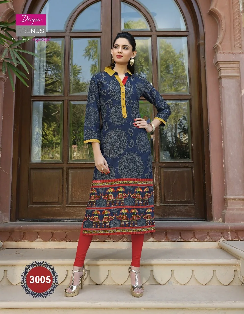 

Indian Traditional Kurti 3 Quarter Sleeve Cotton Kurta Bollywood Designer Stylish Tunic Printed Top Women Dress Daily Party Wear