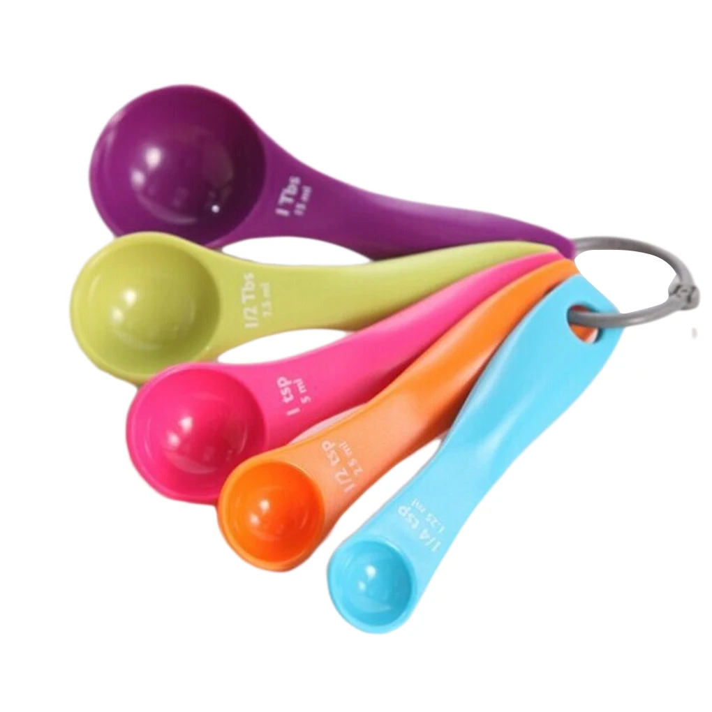 

5-piece Set Plastic Measuring Spoons Contains Teaspoons Tablespoons Mixed Color Baking Tools