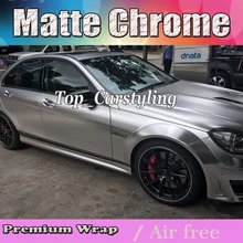 Cetim de luxo Prata Cromo Envoltório de Vinil Carro Embrulhar em Película Para styling Veículo Com Ar Rlease matt chrome Foil 1.52×20 m/Roll