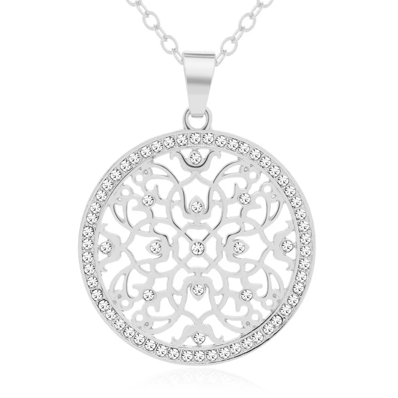 SONYA CZ Crystal Charm Flower Necklace Kolye Women Tree Of Life Pendant Necklace Wedding Valentines Day Jewelry Bijoux Femme Fashion Jewelry