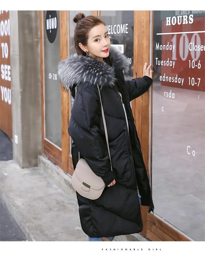 

Maternity winter coat Pregnant women pregnant women cotton Black coat large size coat tide tan collar collar long hooded jacket