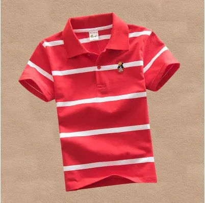Новинка, детские футболки Одежда для мальчиков повседневная хлопковая детская футболка Летняя хлопковая футболка в полоску с короткими рукавами для мальчиков, DQ300 - Цвет: red
