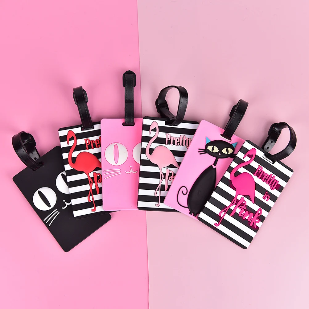 

Portable Cartoon Animal Flamingo Luggage Tag ID Address Holder Baggage Boarding Tag PU Leather Suitcase Label Travel Accessories