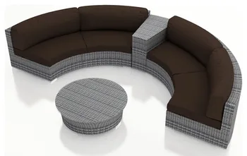 

Living Room 4 Piece Round Wicker Patio Sectional Sofa Set