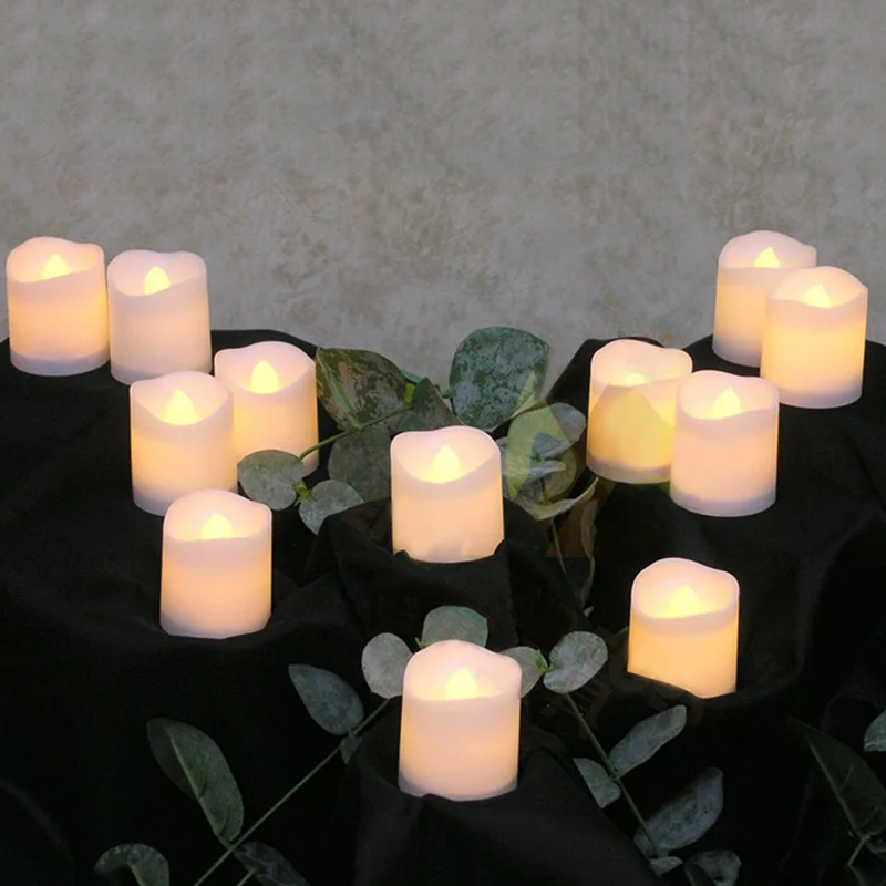 

12Pcs Bright Flickering Flameless LED Tea Light Electric Fake Candle Battery Operated Home Decor JA55