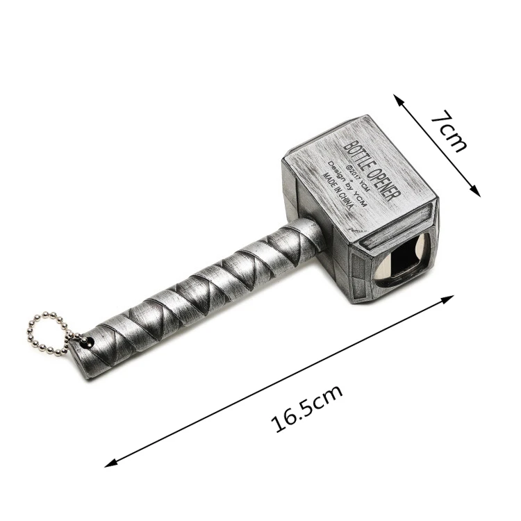 Молот Тора бутылка пива многофункциональная открывалка длинная ручка бутылка содовой крышки инструменты для удаления для кухни бар модные подарки - Цвет: Silver