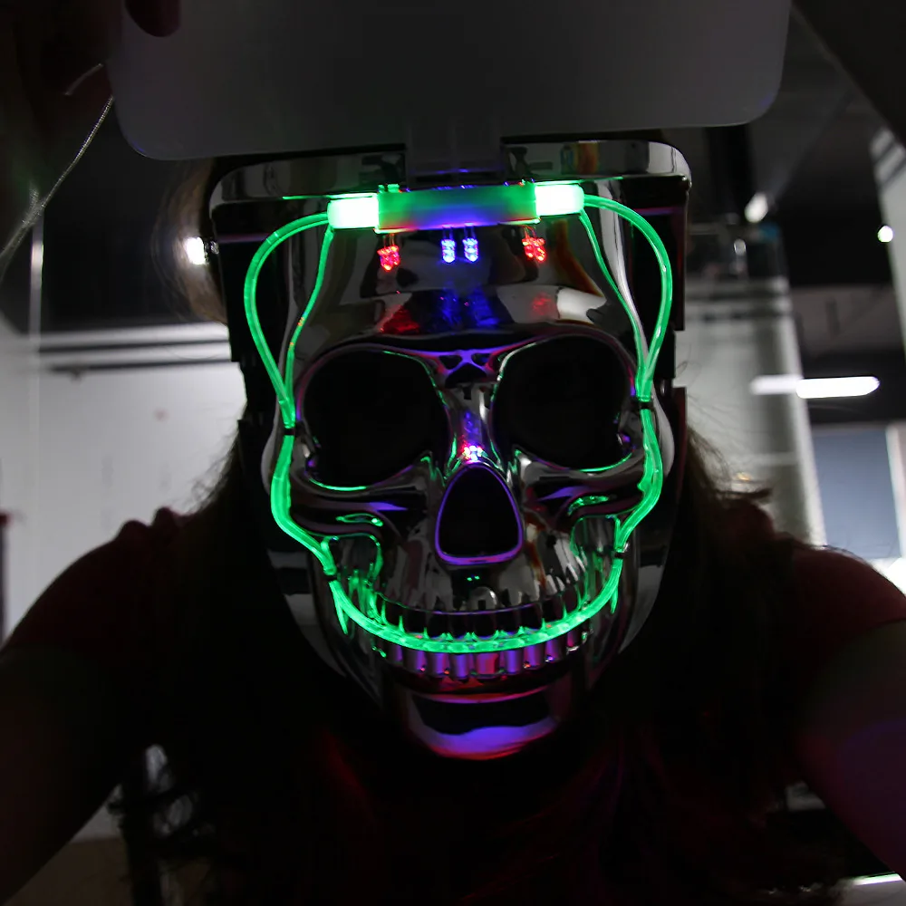 DA xсветодио дный in LED Light Up череп маска уникальный 2 в 1 рейв для вечерние Хэллоуина