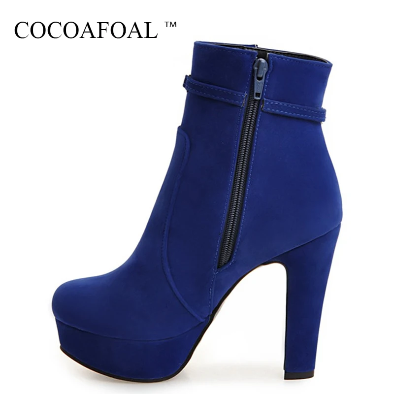 

COCOAFOAL Women's Sexy Red High Heels Shoes Plus Size 33 43 Black String Bead Ankle Boots Autumn Winter Crystal Martin Boots