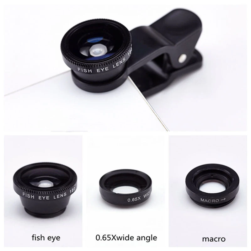 

Universal Clip 3 In 1 HD Camera Mobile Phone Len Fish Eye Macro Wide Angle For Iphone 6 7 8 For Samsung S4 S5 Note2 LG Fisheye