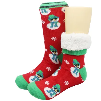 

Skinfullysweet New CHRISMAS Long Floor Socks Home Slipper Women's Winter Warm Fuzzy Anti-Skid Lined Indoor Floor Slipper Socks