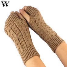 Модные вязаные перчатки без пальцев зимние перчатки унисекс мягкие теплые варежки