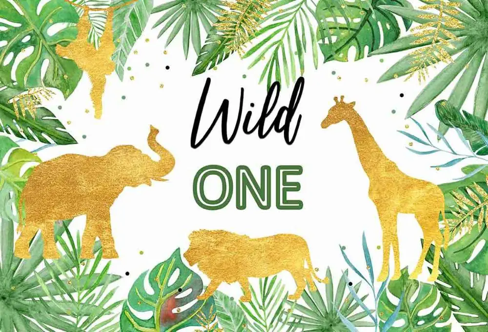 Wild One Geburtstag Hintergrund - Dschungel Safari Fotohintergrund 210x150cm