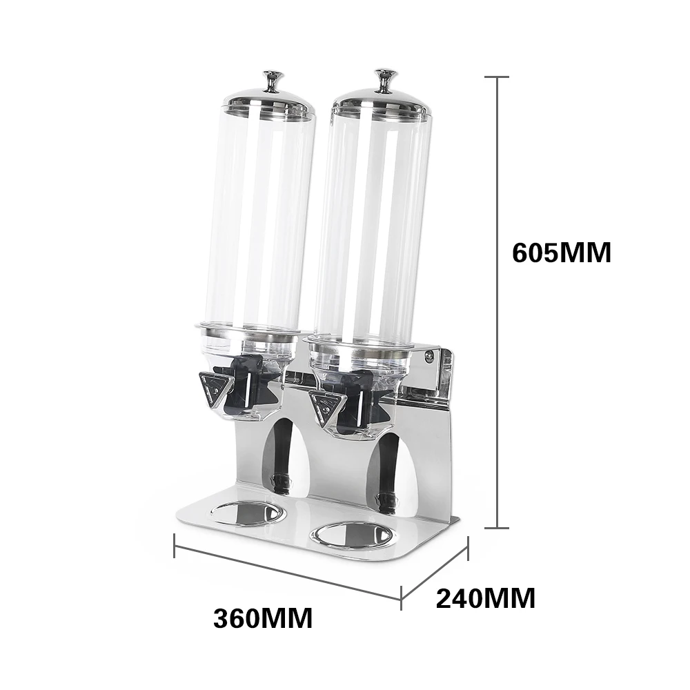  Cereal Dispenser Stainless Steel 2Head Dry Food Dispenser Storage Box Kitchen Food Grain Rice Conta - 32976414385