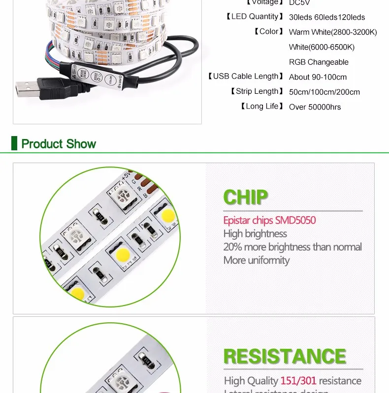 DC5V RGB USB кабель Светодиодная лента светильник 5050SMD Рождественский гибкий ТВ фон 3 клавиши мини пульт 50 см 1 м 2 м неоновая лента