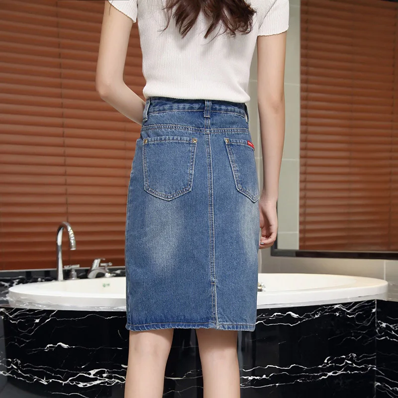 

Newly Women Denim Pencil Skirt Stretch Slim Fit Bodycon Midi Skirt DO99
