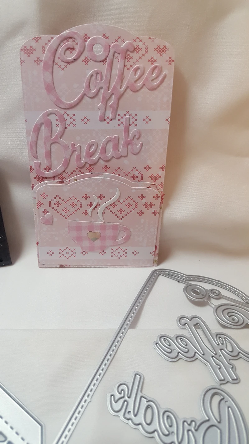 

Coffee break" Words Card Cover Frame Metal Cutting Dies for Scrapbooking DIY Photo Album Card Making Decorative New 2019