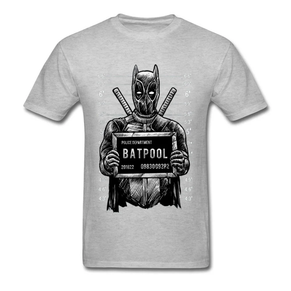 Бэтпул бетмен И Дедпул Mugshot футболка мужские летние модные крутые футболки хлопок Marvel Мстители мертвый бассейн рыцарь футболки - Цвет: Gray