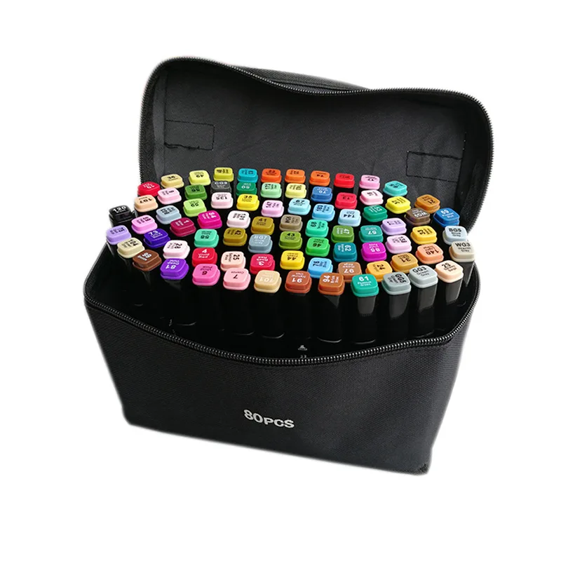 

30/40/60/80 Color Art Markers Set Alcohol Based Ink Sketch Marker Pen For Artist Drawing Manga Animation Supplies