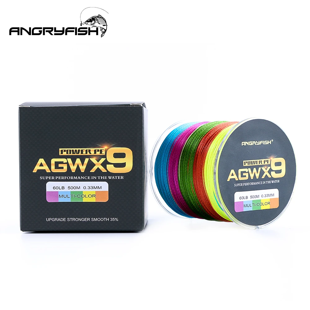 Skup Angryfish 500M 9 nici Super Multicolor polietylenowa żyłka wędkarska pleciona mocna linka wędkarska