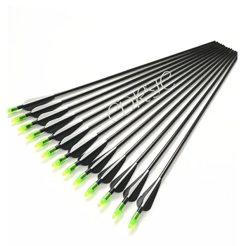 

6/12/24 Pcs 32 Inches Fiberglass Arrow Recurve Bow With Replaceable Arrowhead For Longbow Hunting Archery