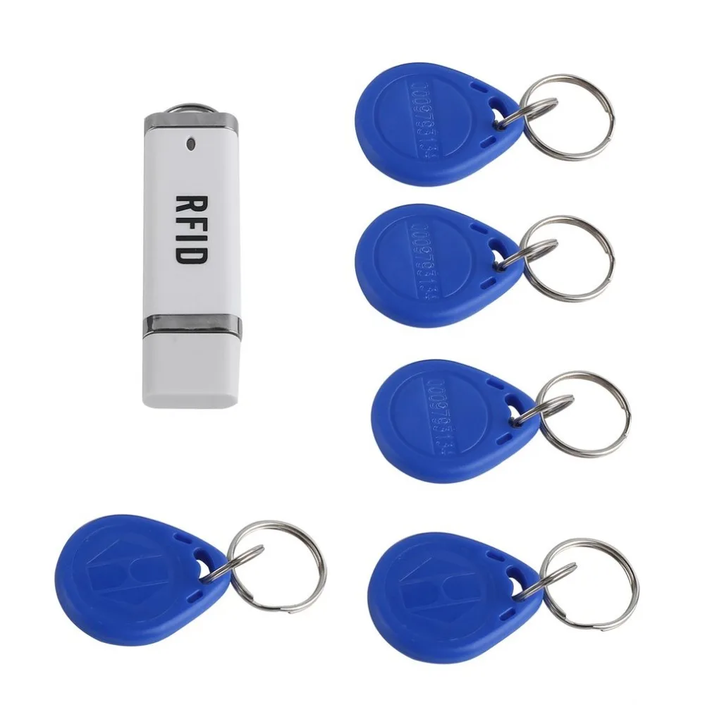 

Mini Portable RFID 125KHz Proximity Smart EM Card USB ID Reader + 5 ID Key Buckles For Win XP/CE/7/10/Vista/Android