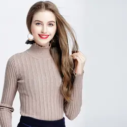 2018 женщина свитер пуловеры Длинные рукава тонкий свитер теплый пуловер Весна и осень однотонные вязаные Свитеры для женщин a9110