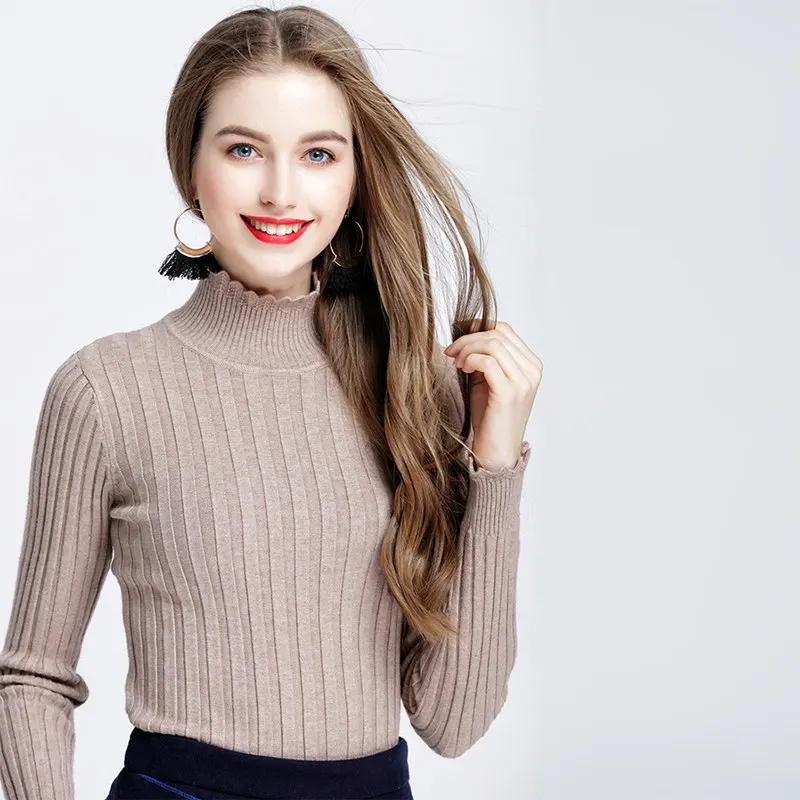 2018 woman sweater pullovers long sleeve Turtleneck Slim warm Pullover spring and autumn Solid Knitted Sweaters A9110 | Женская одежда