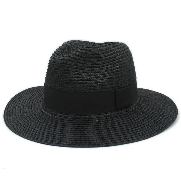 Новинка года джаз шляпа красивый pananma шляпа моды Кепки S Для мужчин/Для женщин широкими полями шляпа соломенная летом Защита от солнца пляжная шляпа шляпы фетровые для женщин Кепки - Цвет: black