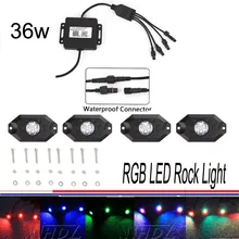 4x Pod RGB LED Rock Lights Kit w Bluetooth For Jeep Truck SUV Off Road Boat